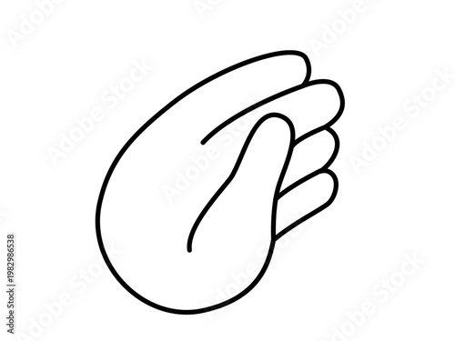 Pinching hand gesture vector. Symbol for small size, tiny amount, or bit. Minimalist flat cartoon outline illustration isolated on white background. Measure and little sign