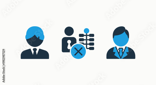 Business hierarchy and management professional icons set with business management hierarchy structure professional corporate organization employee executive administration planning resource