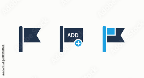 Flag marker and add new tagging interface icons with interface navigation location application software management bookmark notification progress collection business