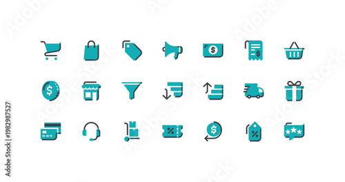 Iconoe 21 unique eCommerce icon set with online shop related icons