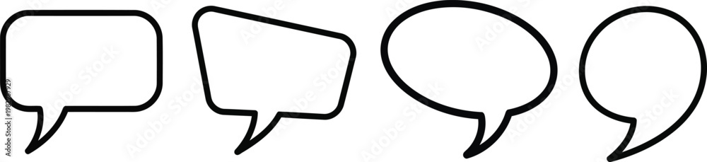 Fototapeta premium A collection of four distinct hand drawn speech bubble icons arranged in a neat horizontal row Vector