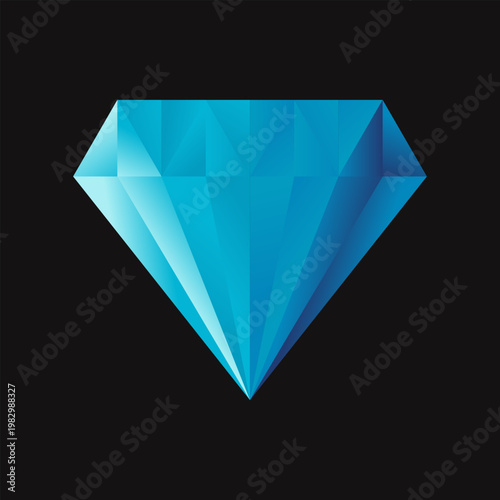 Diamond isolated on black background. Flat style diamond. Diamond Shapes gemstone. Vector illustration