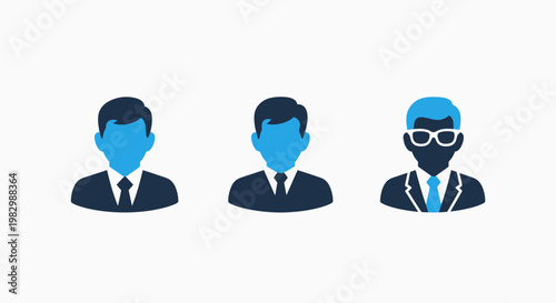 Business people icons representing individuals in suits with human resources business professional corporate employee executive individual personnel management silhouette illustration