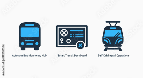 Transportation icons for bus smart card tram with public transport transportation system city transport transportation mobility ticketing electronic illustration logistics terminal