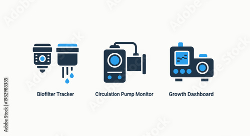 Industrial icons showing water meter pump controller growth dashboard with resource management industry industrial equipment controller dashboard measurement monitoring technology machinery