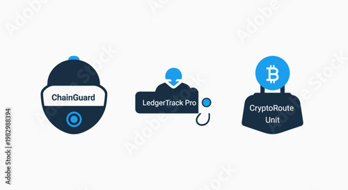 Cryptocurrency security icons: chain guard fingerprint scan crypto wallet with cryptocurrency security blockchain fingerprint currency technology protection authentication biometric identity