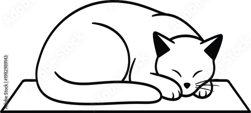 Sleeping fox sketch simple black and white illustration