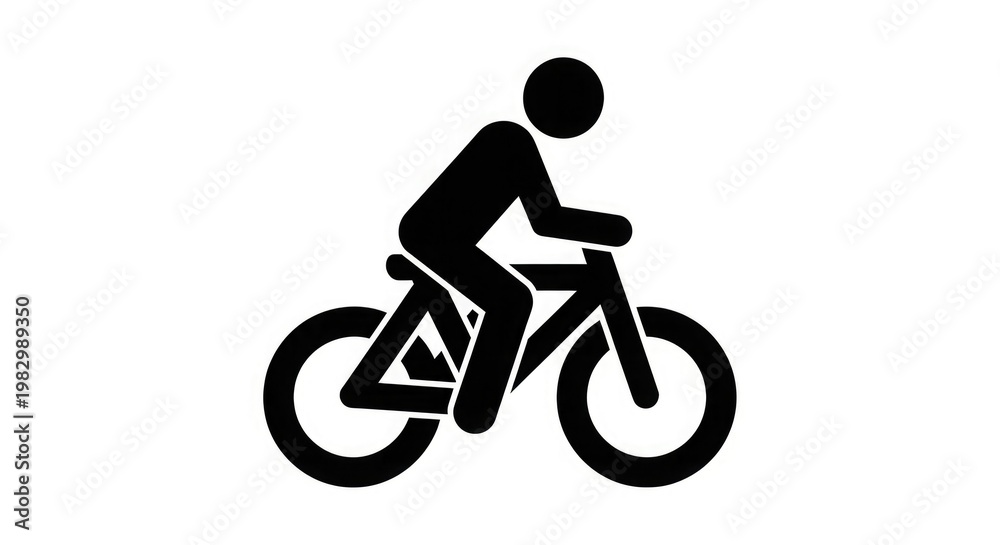 Fototapeta premium illustration of a person riding a bicycle on a clean white background