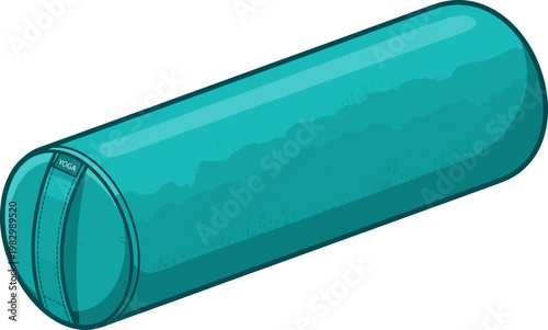 Cylindrical teal yoga bolster for restorative practice