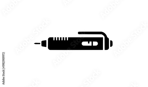 Insulin pen icon black flat diabetic injection vector isolated on white background