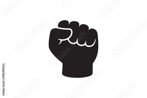 Closed Fist Hand Silhouette Icon, Power Gesture Vector