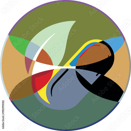 abstract face profile with vibrant geometric color segments and artistic overlay