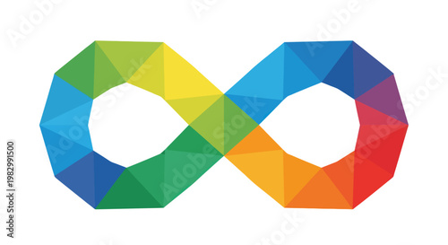 Colorful infinity symbol in geometric low poly style for neurodiversity awareness