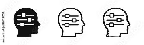 Brain function optimization and mental setting adjustment icons