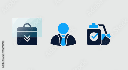 Business professional and task completion icons for job success and corporate achievement with human resources business goals business professional completion briefcase employee executive
