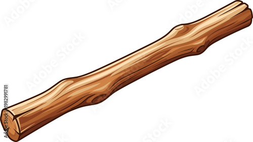 Natural wooden stick branch with bark texture