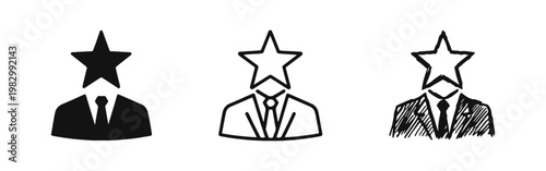 Star head businessman and talented executive leadership icons