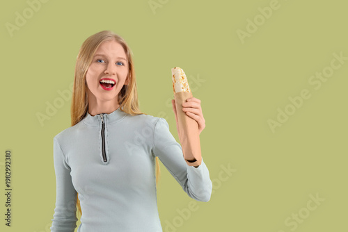 Young woman with doner keba...