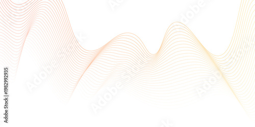 Abstract orange or yellow wave design on white background, Vector abstract background with dynamic orange waves, Orange waves with lines. Curved wavy line, smooth stripe.,	