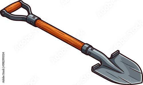 Round-point digging spade for landscaping and gardening