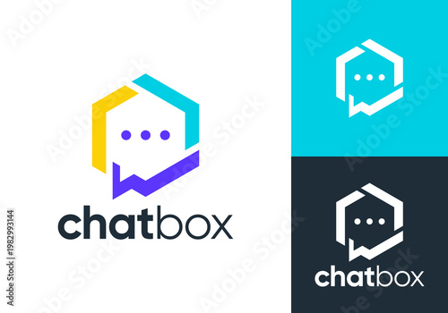 chat box delivery logo. package, courier, logistics business design concept