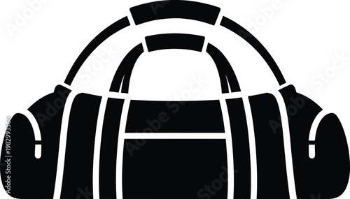 Minimalist black silhouette icon of a sports gym duffel bag vector illustration