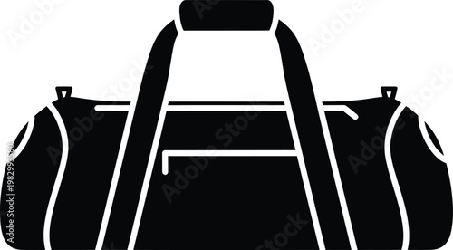 Minimalist black silhouette icon of a sports gym duffel bag vector illustration