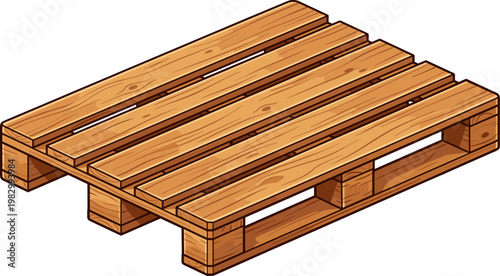 Wooden shipping pallet for warehouse storage and industrial logistics management