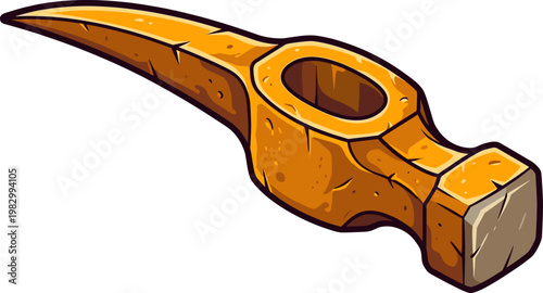 Yellow metal pickaxe head tool for industrial mining and excavation work