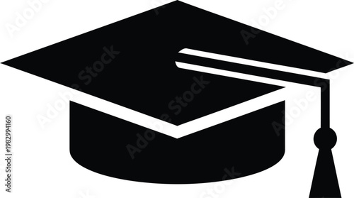 Minimalist mortarboard cap icon for academic graduation ceremony vector illustration