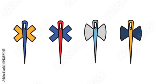 Needle Cross Icon Line art abstract minimal graphic vector