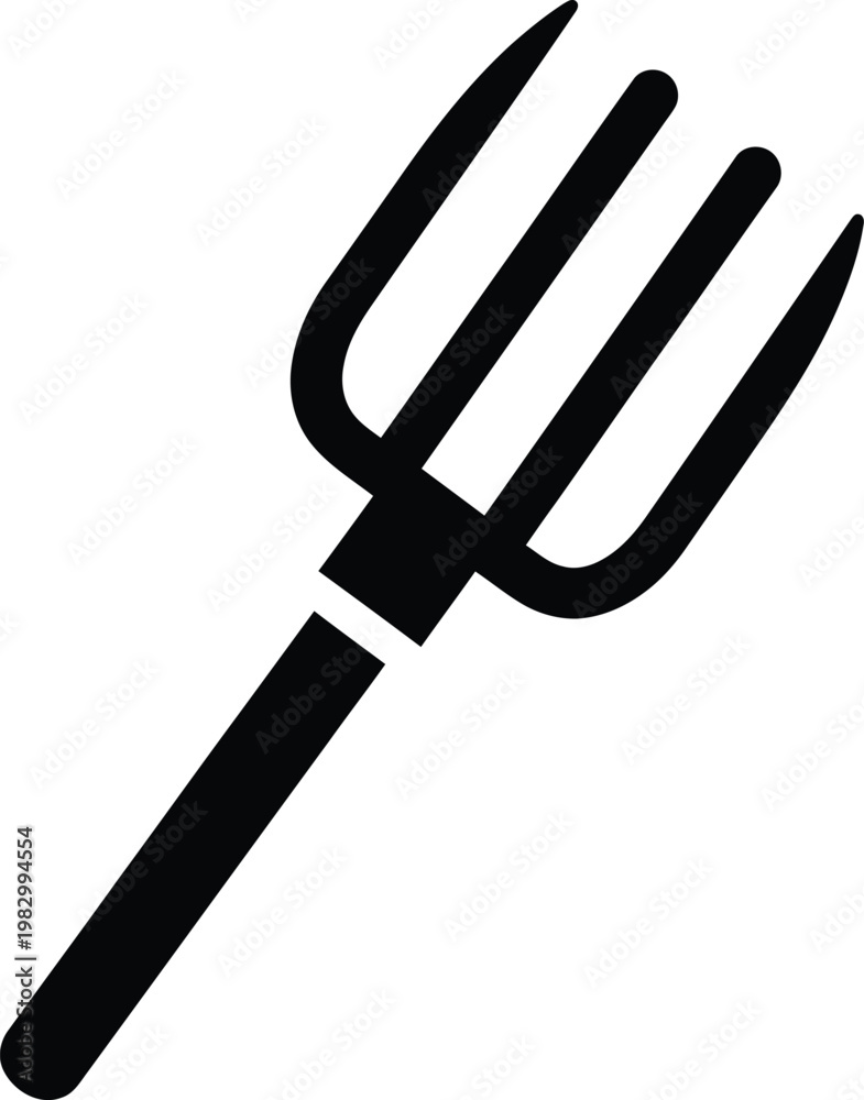 Fototapeta premium Minimalist silhouette icon of a simple farm agricultural pitchfork vector illustration