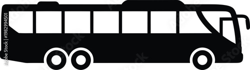 Minimalist silhouette icon of a long distance passenger travel bus vector illustration