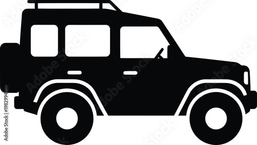 Minimalist silhouette of an off road suv vehicle vector illustration