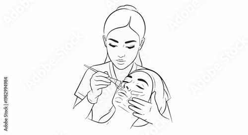 Skincare specialist applying facial treatment to client with brush