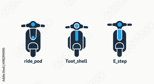 Electric scooter and micro-mobility vehicle icons with two wheeler electric transport mobility transportation technology collection personal alternative movement sustainable delivery