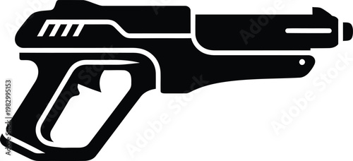 Modern sci fi laser gun silhouette isolated icon vector illustration