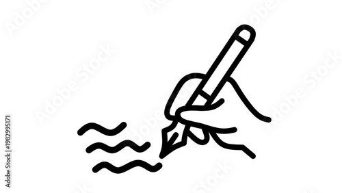 Hand Holding Fountain Pen Writing Signature Concept Illustration