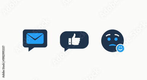 Communication and social feedback icons featuring email message notification thumbs up approval customer satisfaction sentiment symbol communication feedback approval customer satisfaction