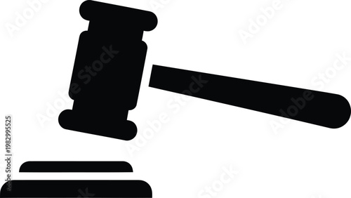 Simple silhouette icon of a wooden judge gavel vector illustration