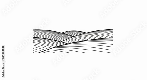 Stylized drawing of rolling hills with a sense of depth and perspective