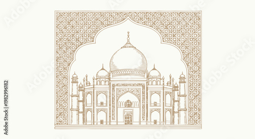 Sketch of Taj Mahal, India