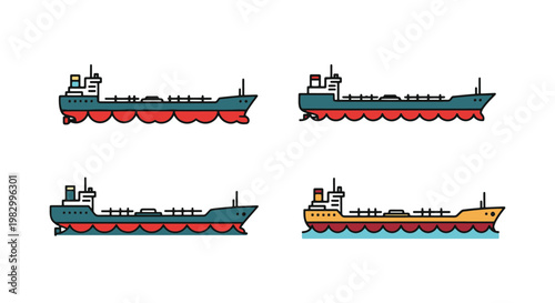 Oil Tanker Ship Line art abstract clean graphic vector