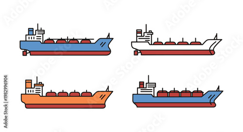 Oil Tanker Ship Line art clean abstract vector design