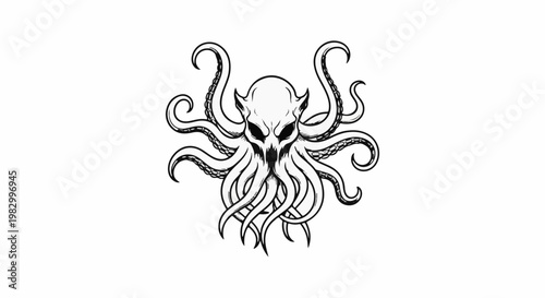 A monstrous octopus-like creature with a skull head and swirling tentacles