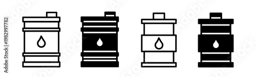 Silhouette of oil barrel icon illustration on white background. Oil barrel icon set for business. Stock vector.