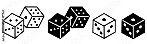 Silhouette of dice icon illustration on white background. Dice icon set for business. Stock vector.