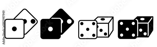 Silhouette of dice icon illustration on white background. Dice icon set for business. Stock vector.