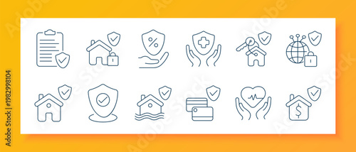 Disaster set icon. Forest fire, drought cracked ground, nuclear plant, airplane crash, meteor impact, radiation warning, flooded house, storm rain lightning, wildfire trees, ocean wave, tornado funnel