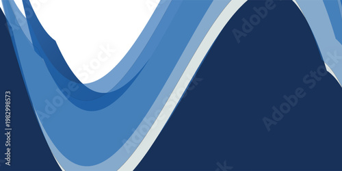 Abstract modern blue wavy header business banner horizontal background